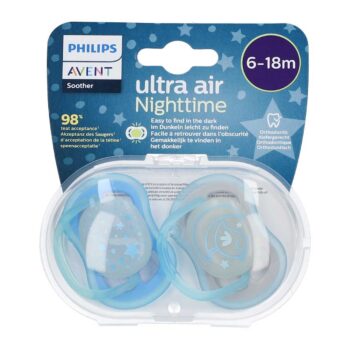 پستانک شب تاب ۶ تا ۱۸ ماه دوتایی فیلیپس اونت PHILIPS AVENT سری UltraAir مدل scf376-21