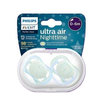 پستانک شب‌تاب ۰ تا ۶ ماه دوتایی فیلیپس اونت PHILIPS AVENT سری UltraAir مدل SCF376/11