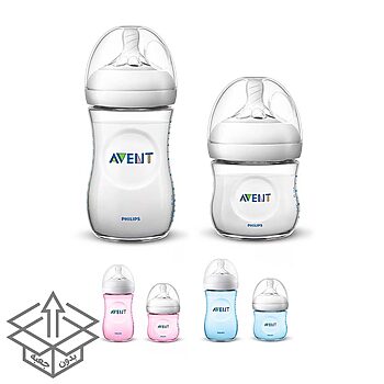 ست شیشه شیر نچرال ۱۲۵ و ۲۶۰ میلی لیتر فیلیپس اونت PHILIPS AVENT سری UltraSoft - بدون جعبه