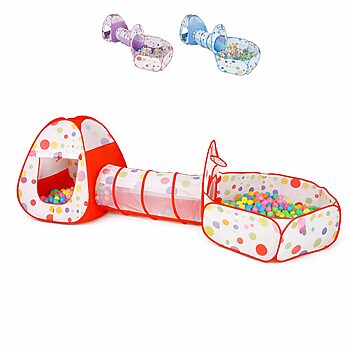 چادر بازی تونلی کودک سه‌تکه همراه استخر توپ مدل AST410