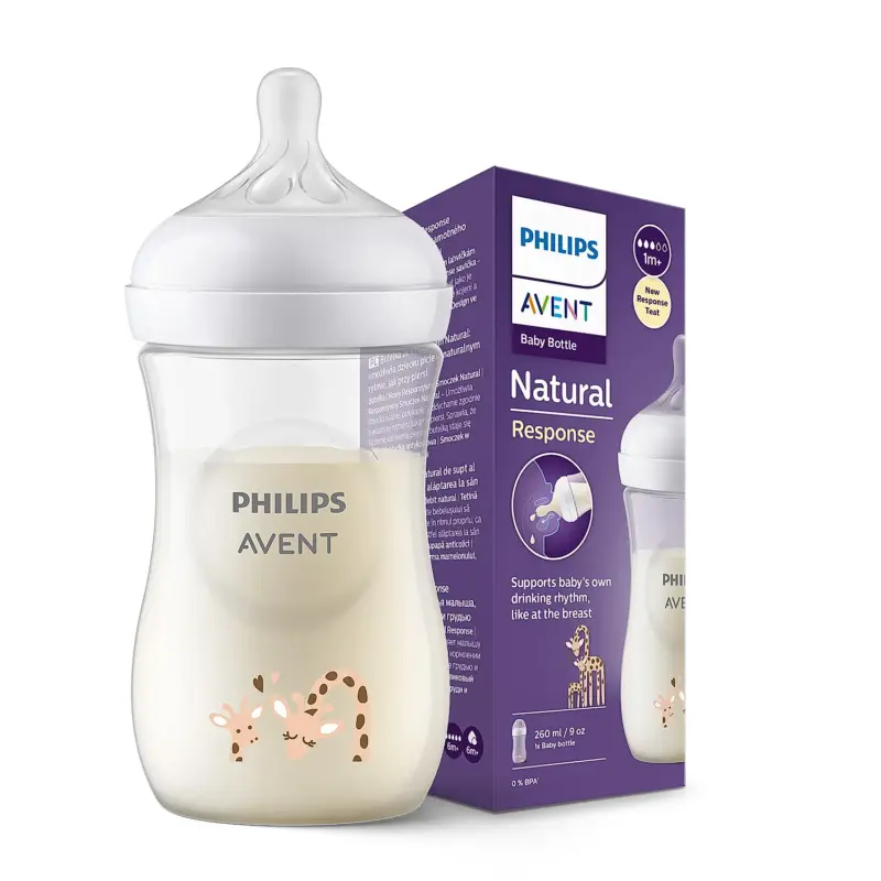 SCY903_66_01 شیشه شیر نچرال ۲۶۰ میلی لیتر فیلیپس اونت PHILIPS AVENT سری Response – طرح زرافه