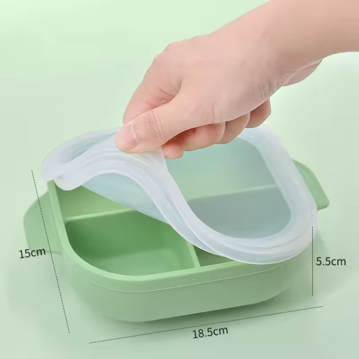 بشقاب تقسیم‌شده سیلیکونی درپوش‌دار کودک مدل ASE820 - Image 12