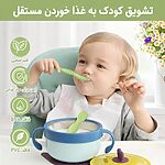 تشویق کودک به غذا خوردن مستقل با قاشق پری اسپون سیلیکونی کودک دو عددی مدل ASR844
