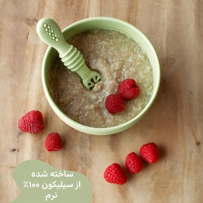 قاشق پری اسپون سیلیکونی کودک دو عددی مدل ASR844 ساخته‌شده از سیلیکون نرم