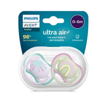پستانک ارتودنسی ۰تا۶ ماه دوتایی فیلیپس اونت PHILIPS AVENT سری UltraAir مدل SCF085/30-1