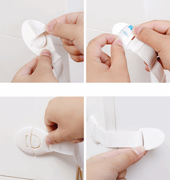 قفل کابینت کودک مدل پارچه‌ای AST899 – بسته ۴ عددی 2