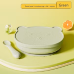 ست کاسه سیلیکونی درپوش دار کودک مدل خرسی به همراه قاشق - AST566-03