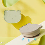 ست کاسه سیلیکونی درپوش دار کودک مدل خرسی به همراه قاشق - AST566-01