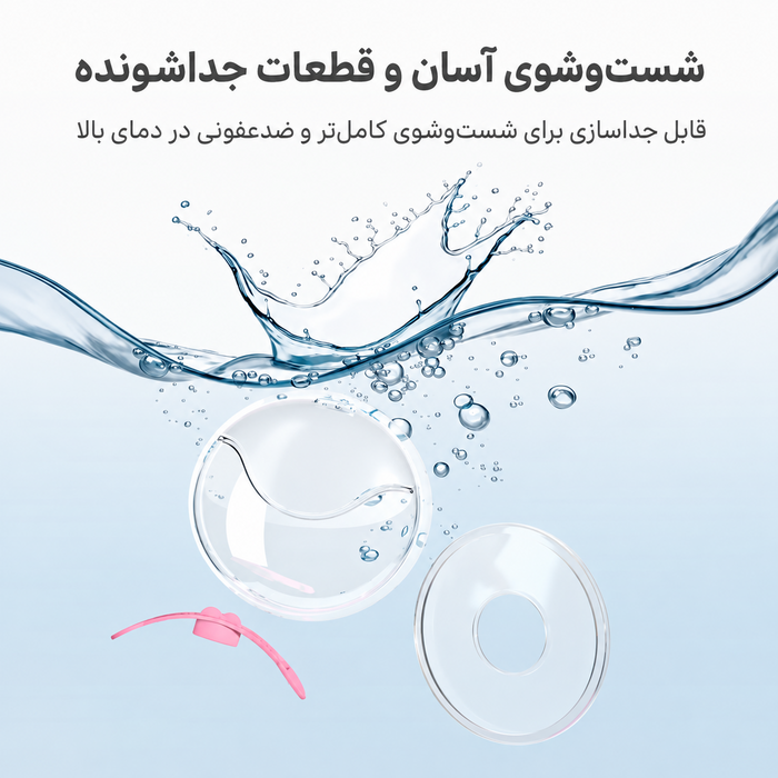 شست‌وشوی آسان و قطعات جداشونده صدف سینه سیلیکونی جمع‌کننده شیر مادر دوتایی مدل AST157/02