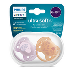 پستانک ارتودنسی ۶ تا ۱۸ ماه دوتایی فیلیپس اونت سری Ultrasoft مدل SCF091/18