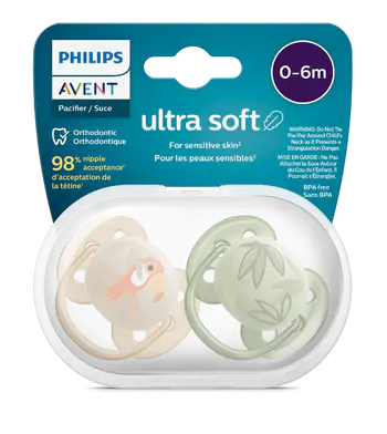 پستانک ارتودنسی ۰ تا ۶ ماه دوتایی فیلیپس اونت سری Ultrasoft مدل SCF091/07