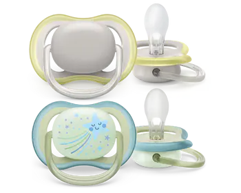 پستانک ارتودنسی ۰تا۶ ماه دوتایی شب و روز فیلیپس اونت PHILIPS AVENT سری UltraAir مدل SCF085/69 در کنار هم