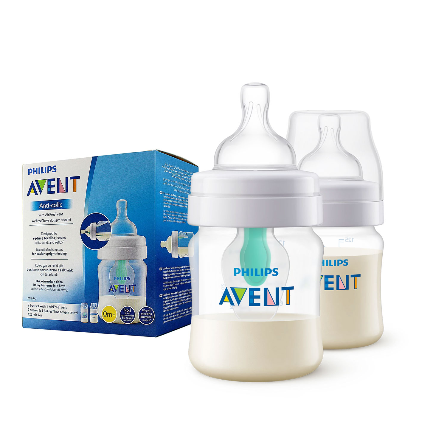 SCF81024-cover-SQ1500 شیشه شیر کلاسیک ۱۲۵ میلیلیتر دوتایی با سوپاپ AirFree فیلیپس اونت سری AntiColic