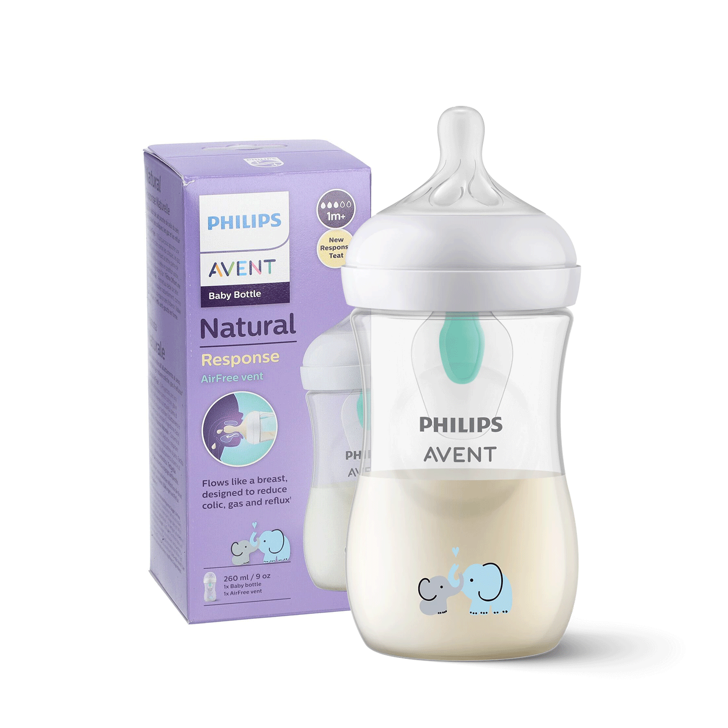 SCY673/81-Cover-SQ1500 شیشه شیر نچرال ۲۶۰ میلی لیتر همراه با سوپاپ Airfree فیلیپس اونت سری Response مدل SCY673/81