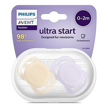 پستانک ارتودنسی ۰ تا ۲ ماه دوتایی فیلیپس اونت سری UltraStart مدل SCF075/01