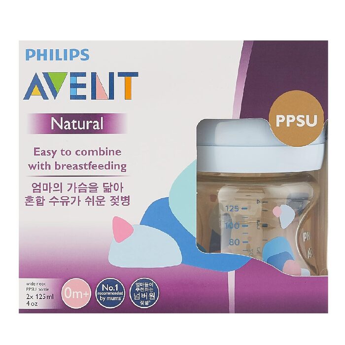 بسته‌بندی شیشه شیر نچرال PPSU فیلیپس اونت ظرفیت ۱۲۵ میلی‌لیتر سری UltraSoft