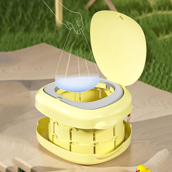 نحوه استفاده از کیسه بهداشتی در توالت فرنگی سفری جمع شو کودک مدل QH-8010