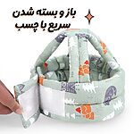 نمایش بست چسبی و نحوه باز و بسته کردن کلاه ضربه گیر نوزاد