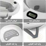ویژگی‌های وان حمام کودک Ocean Bathtub مدل AST590 شامل لیوان آبکشی، نمایشگر دما، پد و پایه ضدلغزش