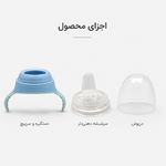 اجزای ست تبدیل شیشه شیر به لیوان آموزشی AST060 شامل دستگیره سرشیشه و درپوش